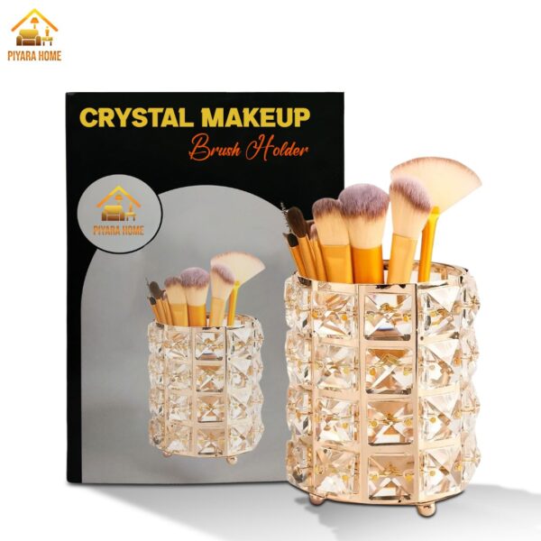 Fashionable Crystal Makeup Brush Holder Organizer | Elegant Storage Solution for Makeup Brushes Beauty Accessories, and More | Perfect for Vanity, Dresser or Bathroom Counter Decor - Image 2