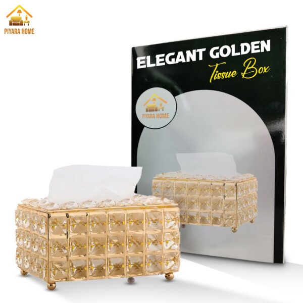 Elegant Golden Tissue Box for Room Decor and Dining Table | Perfect Gift & Luxurious Showpiece | Premium Quality Tissue Holder for Living Room, Bedroom Office, and Special Occasions - Image 2