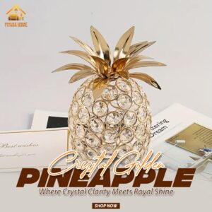 Luxury Golden Pineapple Crystal Ornament | Elegant Sparkling Décor Piece for Home Office & Special Events