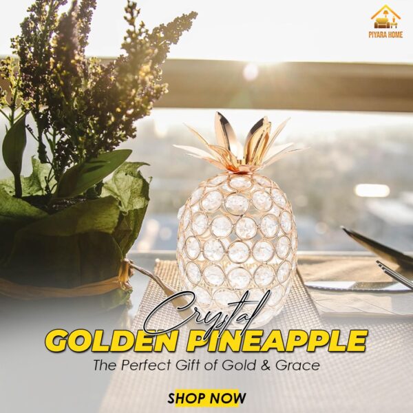 Luxury Golden Pineapple Crystal Ornament | Elegant Sparkling Décor Piece for Home Office & Special Events - Image 3