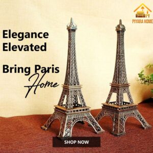 Metal Eiffel Tower Statue in 4 Inch, 6 Inch, and 9 Inch Sizes Paris Landmark Replica for Home, Office, and Gift Decoration Elegant French Souvenir Ornament