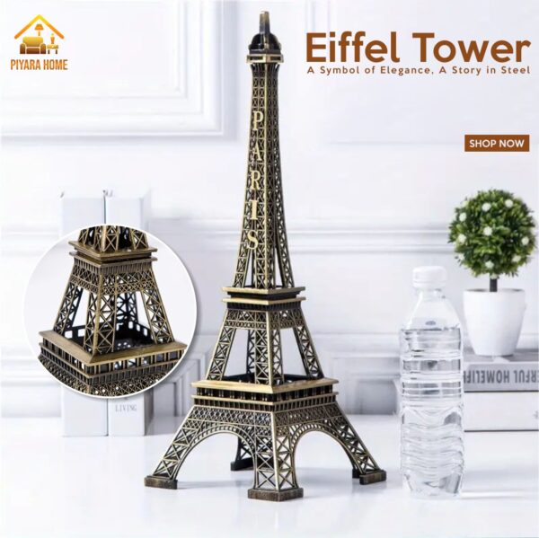 Metal Eiffel Tower Statue in 4 Inch, 6 Inch, and 9 Inch Sizes Paris Landmark Replica for Home, Office, and Gift Decoration Elegant French Souvenir Ornament - Image 2