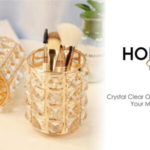 Fashionable Crystal Makeup Brush Holder Organizer | Elegant Storage Solution for Makeup Brushes Beauty Accessories, and More | Perfect for Vanity, Dresser or Bathroom Counter Decor