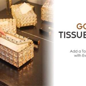 Elegant Golden Tissue Box for Room Decor and Dining Table | Perfect Gift & Luxurious Showpiece | Premium Quality Tissue Holder for Living Room, Bedroom Office, and Special Occasions