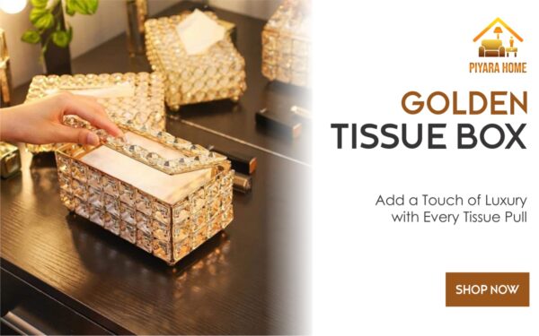 Elegant Golden Tissue Box for Room Decor and Dining Table | Perfect Gift & Luxurious Showpiece | Premium Quality Tissue Holder for Living Room, Bedroom Office, and Special Occasions