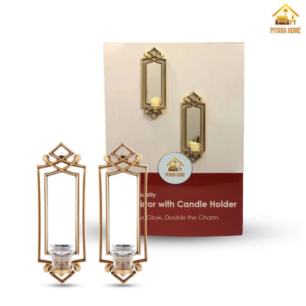 Premium Quality Wall Mirror with Candle Holder Elegant Decorative Mirror with Built In Candle Holder for Home, Office, Hotel & Living Room Décor Unique & Stylish Wall Accent Piece - Image 2